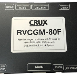 Crux RVCGM-80F Front & Rear Camera Integration Interface with AV inputs for Select GM 2016-2018 Vehicles with CUE, Intellilink, & MyLink Systems