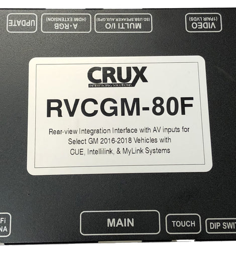 Crux RVCGM-80F Front & Rear Camera Integration Interface with AV inputs for Select GM 2016-2018 Vehicles with CUE, Intellilink, & MyLink Systems