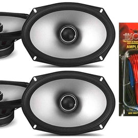 2 Alpine S2-S69 260 Watts S-Series 6x9" 2-Way Hi-Res Car Audio Coaxial Speakers & KIT10 Installation AMP Kit