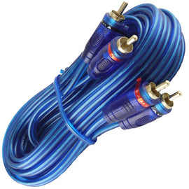 2 Samurai Audio 20 Ft 2 Ch Blue Twisted Car Amp RCA Jack Cable Interconnect 20ft