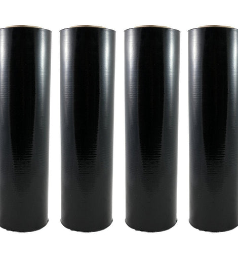 Absolute Four (4) Rolls Black Hand Stretch Plastic Film Pallet Shrink Wrap