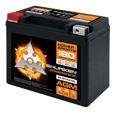Shuriken SK-BTX12-BS 180 CRANK AMPS / 10AMP HOURS AGM Power Sports 12V Battery
