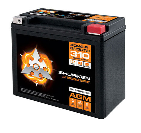 Shuriken SK-BTX20L-BS 310 CRANK AMPS / 18AMP HOURS AGM Power Sports 12V Battery