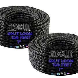 Absolute SLT10-200 200' 1" 25mm Split Wire Loom Conduit Polyethylene Corrugated Tubing Sleeve Tube