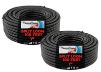 American Terminal ASLT1-200 200' 1" 25mm Split Wire Loom Conduit Polyethylene Corrugated Tubing Sleeve Tube