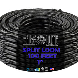 100 Ft 1" Split Wire Loom Conduit Polyethylene Black Tubing Sleeve Tube