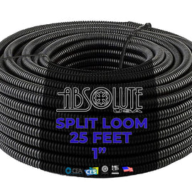 25 Feet 1" Split Wire Loom Conduit Polyethylene Tubing Black Color Sleeve Tube RV