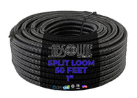 50' 1" Split Wire Loom Tubing Polyethylene Black