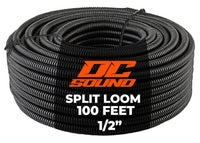 DC Sound DCSLT12 100 FT 1/2" Inch 13mm Split Loom Tubing Wire Conduit Hose Cover Auto Home Marine Black Marine Black