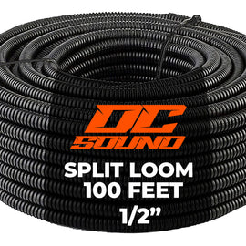 DC Sound DCSLT12 100 FT 1/2" Inch 13mm Split Loom Tubing Wire Conduit Hose Cover Auto Home Marine Black Marine Black