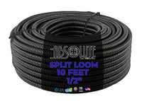 10 FT 1/2" INCH Split Loom Tubing Wire Conduit Hose Cover Auto Home Marine Black