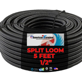 5 FT 1/2" INCH Split Loom Tubing Wire Conduit Hose Cover Auto Home Marine Black