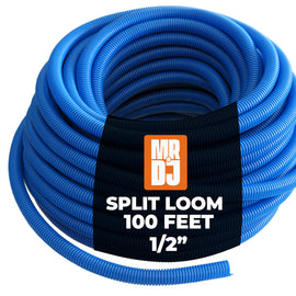 MR DJ DSLT12BL 100' 1/2" 13mm Blue Split Wire Loom Conduit Tubing Sleeve Tube