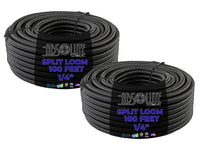 1/4" Black Split Loom Wire Hose Flexible Tubing Wire Cover Audio Stereo - (200' FT)