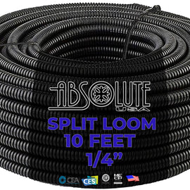 Absolute SLT14 10' + Electrical Tape 10 feet 1/4" split loom wire tubing hose cover auto home marine + electrical tape