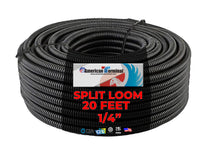 AT 20 FT 1/4" Inch Split Loom Tubing Wire Conduit Hose Cover Auto Home Marine Black
