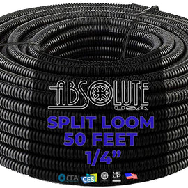Absolute SLT14 50' + 3M Electrical Tap 50 feet 1/4" split loom wire tubing hose cover auto home marine + 3M Temflex 1700 electrical tape
