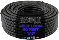 Absolute SLT14-50 50' 1/4" 5mm split wire loom conduit polyethylene corrugated tubing sleeve tube