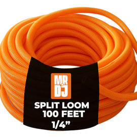 MR DJ DSLT14OR 100' 1/4" 6.35mm Orange Split Wire Loom Conduit Tubing Sleeve Tube