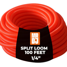 MR DJ DSLT14RD 100' 1/4" 6.35mm Red Split Wire Loom Conduit Tubing Sleeve Tube