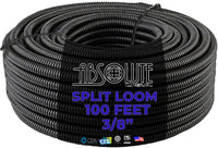 Absolute SLT18BK 100' 1/8" 3.18mm Black Split Wire Loom Conduit Tubing Sleeve Tube