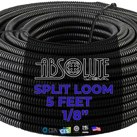 Absolute SLT18-5 5 Feet 1/8" Split Wire Loom Conduit Polyethylene Corrugated Tubing Sleeve Tube