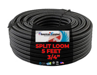 American Terminal  5' 3/4" Split Wire Loom Conduit Polyethylene Tubing Black Color Sleeve Tube