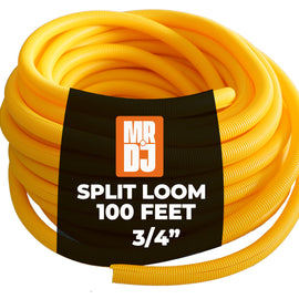 MR DJ DSLT34YL 100' 3/4" 19mm Yellow Split Wire Loom Conduit Tubing Sleeve Tube
