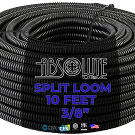 Absolute SLT38-10 10' 3/8" 10mm Split Wire Loom Conduit Polyethylene Corrugated Tubing Sleeve Tube