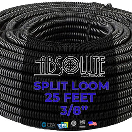 Absolute SLT38-25 25' 3/8" 10mm Split Wire Loom Conduit Polyethylene Corrugated Tubing Sleeve Tube