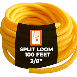MR DJ DSLT38YL 100' 3/8" 10mm Yellow Split Wire Loom Conduit Tubing Sleeve Tube
