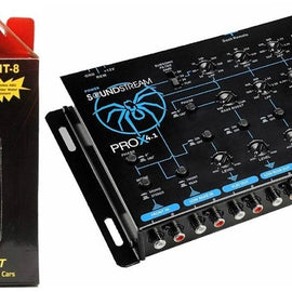 Soundstream PROX4.1 5-Way Electronic Crossover Optimized for Extreme SPL & 8 Gauge Amp Kit