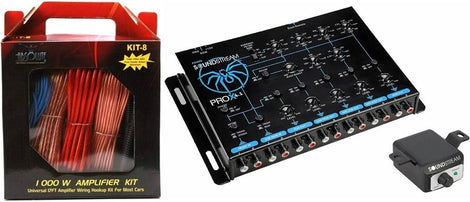 Soundstream PROX4.1 5-Way Electronic Crossover Optimized for Extreme SPL & 8 Gauge Amp Kit