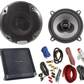 Alpine S2-S50 5.25" 340W Speakers+ BBX-T600 2 Channel Amplifier + 4 Gauge Amp Kit