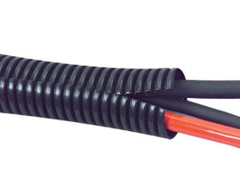 American Terminal 100 Feet Black 1/4" Split Loom Split Wire Loom Conduit Corrugated Plastic Tubing Sleeve