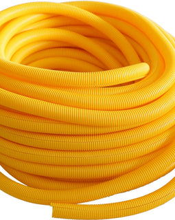 Absolute SLT14-100YL 100' 1/4" 5mm yellow split wire loom conduit polyethylene corrugated tubing sleeve tube