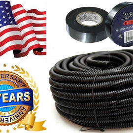 Absolute SLT14 50' + Electrical Tape 50 feet 1/4" split loom wire tubing hose cover auto home marine + electrical tape