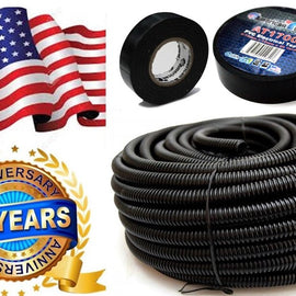 American Terminal  ASLT14 20' + Electrical Tape<BR/> 20 feet 1/4" split loom wire tubing hose cover auto home marine + electrical tape