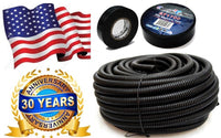 American Terminal  ASLT14 50' + Electrical Tape 50 feet 1/4" split loom wire tubing hose cover auto home marine + electrical tape