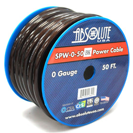 2 Absolute SPW-0-50BK 1/0 Gauge Power Ground Cable 1/0 Gauge 50 FT PRO Xtreme Twisted Power / Ground Battery Wire Cables Black