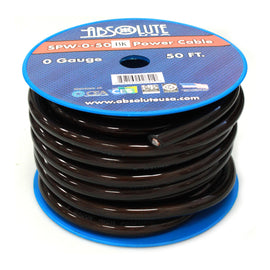 Absolute 1/0 Gauge 50 FT PRO Xtreme Twisted Power / Ground Battery Wire Cables Black