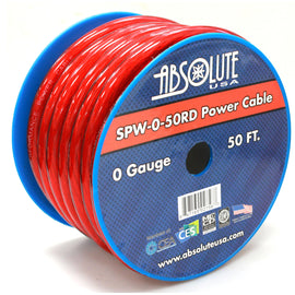 Absolute SPW-0-50RD 1/0 Gauge 50 FT Red Xtreme Twisted Power/Ground Battery Wire Cables
