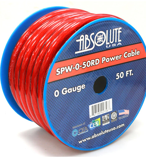 Absolute SPW-0-50RD 1/0 Gauge 50 FT Red Xtreme Twisted Power/Ground Battery Wire Cables