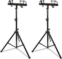 2 MR DJ Universal Black Pro Lighting 7' Tripod Light Stand & Square Truss T-Bar Adapter