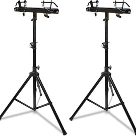 2 MR DJ Universal Black Pro Lighting 7' Tripod Light Stand & Square Truss T-Bar Adapter