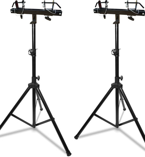 2 MR DJ Universal Black Pro Lighting 7' Tripod Light Stand & Square Truss T-Bar Adapter