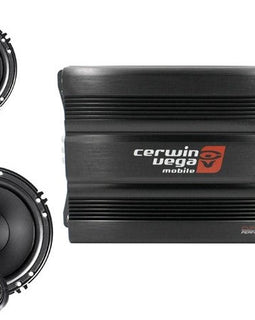 Cerwin Vega CVP1600.4D 1600W Amp + 2 XED650C Speakers + 4 Gauge Amp Kit