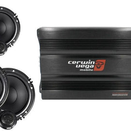 Cerwin Vega CVP1600.4D 1600W Amp + 2 XED650C Speakers + 4 Gauge Amp Kit