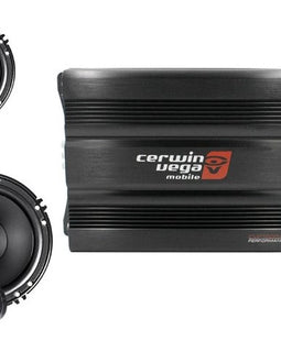 Cerwin Vega CVP1600.4D Amp + 2 XED650C Speakers + Amp Kit + Mobile Bracket & Tape