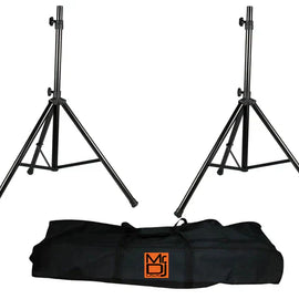 MR DJ SS750PKG 2 Universal Folding Tripod PRO PA DJ On Stage Speaker Stand & Carrying Bag & 1/4" 25' Cable